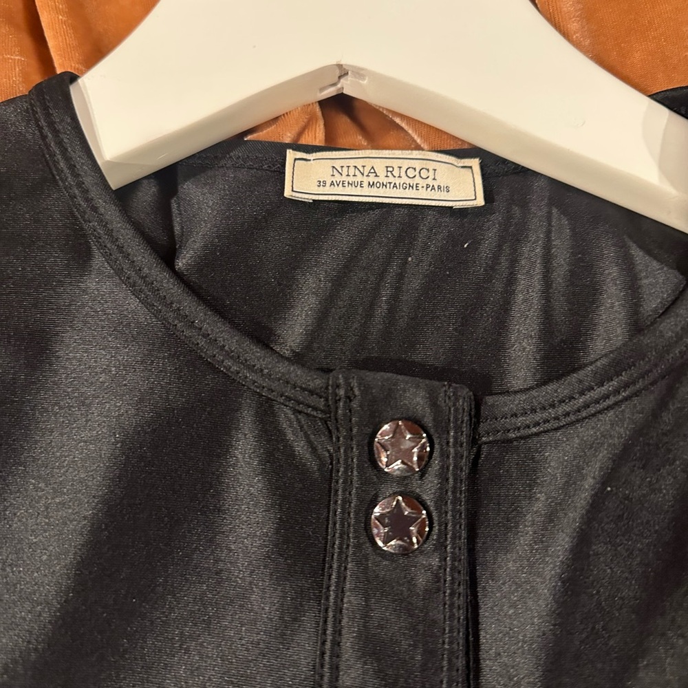 Nina Ricci Black Long-Sleeve Snap-Front Bodysuit - Picture 7 of 9